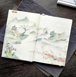 Notebooks Chinese Style Color Inside Page Notebook Creative Flower Hardcover Diary Kawaii Planner Weekly Handbook Scrapbook Christmas Gift