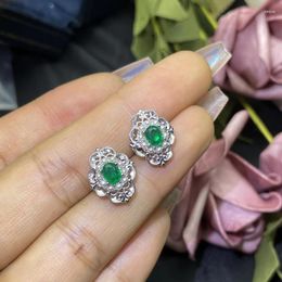 Stud Earrings Natural Emerald Luxury Style 4 5 Mm 925 Silver Colombian Origin 0.5ct