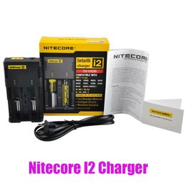 Nitecore الأصلي الجديد I2 Charger LCD عرض البطارية ذكي 2 فتحات مزدوجة شحن IMR 18650 26650 20700 21700 شاحن بطارية LI-ion Universal أصيلة