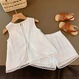 Clothing Sets Children Clothing Set Girls Spring Summer 2023 New Fashionable Baby Vest and Shorts Casual Simple Sweet Girls Two Piece Set