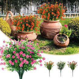 Decorative Flowers Artificial UV Resistant Non Fading Plastic Fak For Home Garden Decor Wedding Party Decoration Eternal Flower