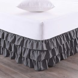 Luxurious Premium Quality Three Layers Ruffles Waterfall Style Bed Skirt With Wrinkle and Fade Resistant Fabric-15 Inch High