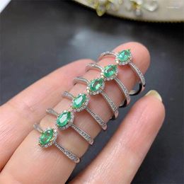 Cluster Rings Real Authentic Pure 925 Sterling Silver Ring For Women Natural Genuine Original Gemstone Emerald With Certificate