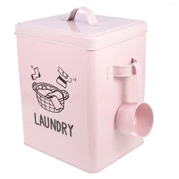 Liquid Soap Dispenser Laundry Detergent Box Metal Powder Holder Bucket Scoop Container Washing Bin Room Household Iron Machine