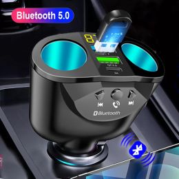 JINSERTA Bluetooth 5.0 FM transmitter Handsfree Car MP3 Player 4.8A Dual USB Fast Charger 2 Cigarette Lighter Power Adapter Kit