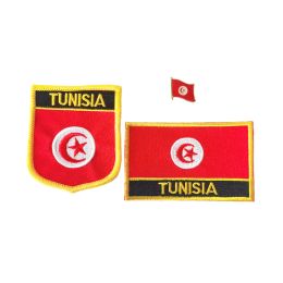 Tunisia National Flag Embroidery Patches Badge Shield And Square Shape Pin One Set On The Cloth Armband Backpack Decoration