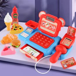 Pretend Play Toy Electronic Cash Register Toy Pizza Hamburg Cake Restaurant Game Kitchen Toys for Kids