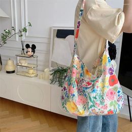 Shoulder Bags Portable Trendy Floral Canvas Bag Stripe Leopard Flower Print Cloth Simple Casual Large Capacity Handbag