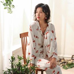 Home Clothing 2024 Autumn Winter Pajamas Sleeve Cardigan Lapel Twinset Lingerie Pijama Feminino Pyjamas Women Nightwear Lady Nightdress