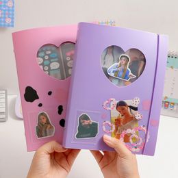 A5 Loose Leaf Photo Album Cover Kpop Photocard Holder Book Hollow Heart Design Photocard Binder ID Card Collect Book DIY Album