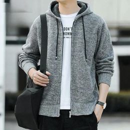 Men's Sweaters Knit Sweater Male Zip-up Coat Clothing Cardigan Jacket Blue Hoodies Zipper Plus Size Old Loose Fit Korean Autumn Clothes A