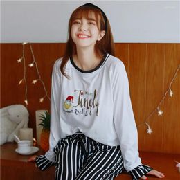 Home Clothing WAVMIT Pyjamas Set For Women Autumn Winter Long Cartoon Cute Sleepwear Girl Pijamas Mujer Nightgown Leisure Loose Cloth