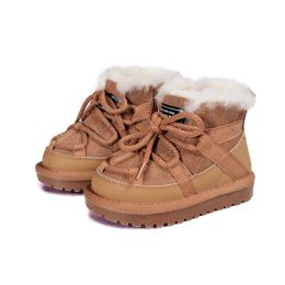 Boots DIMI 2023 Winter Warm Baby Boots Boy Girl Toddler Shoes Genuine Leather Waterproof NonSlip Plush Wool Child Snow Boots