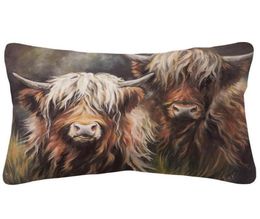 CushionDecorative Pillow Highland Cow Horse Cushion Covers Animal Painting Beige Linen Case 30X50cm Sofa Decoration3023792