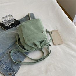 2024 New Women Bag Middle Shoulder Bag Korean Style Drawstring Bucket Bag Casual Light Youth Crossbody Bag Whole Sale