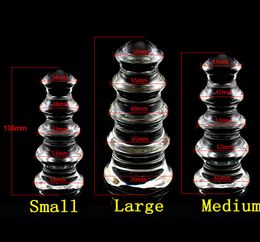Pagoda Type Clear Glass Anal Beads Butt Plug G Spot Anus Dilator Stimulator Dildo Big Large Anal Plugs Buttplug3 Size Choose Y1901695624