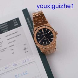 Fashion AP Wrist Watch Epic Royal Oak 15400OR Mens Watch 18k Rose Gold Black Face Automatic Mechanical Swiss Famous Watch Luxury Gold Watch Diameters 41mm
