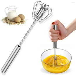 Baking Tools 1pcs Stainless Steel Semi-automatic Egg Beater Press Creme Whisk Gadget Rotary Household K7g9