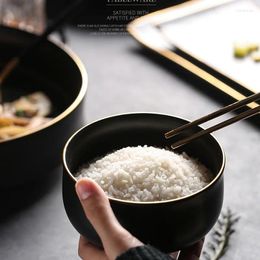 Bowls Household Japanese-style Ceramic Rice Creative Black Tableware Personalized Noodle Soup Simple