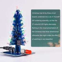 Three-Dimensional 3D Christmas Tree LED DIY Kit 7 Colours LED Flash Circuit Kit Electronic Fun Suite