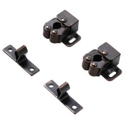 2pcs Furniture Door Stoppers Double Roller Catch Cupboard Cabinet Door Close Latch Gripper Lock For Drawer Caravan Boat