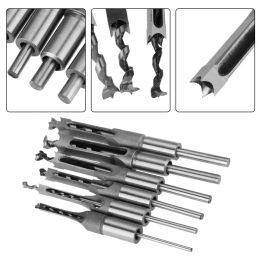Krachtige 6/7 Pcs Square Hole Saw Drill Bits Woodworking Wood Mortising Chisel Set High-speed Steel Square Hole Saw Drill Bits