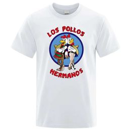 Men's T-Shirts LOS POLLOS Hermanos Funny Printed T-Shirt Men Fashion Casual Short Sleeves Summer Cotton Breathable Tshirt Chicken Brothers TeeL2402