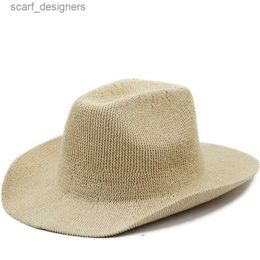 Wide Brim Hats Bucket Hats New Summer Men Women Straw Hollow Western Cowboy Hat Elegant Lady Sombrero Hombre Cowgirl Outdoor Jazz Beach Sun hat Y2404098BWI