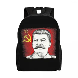 Backpack Soviet Union Leader Joseph Stalin School College Student Bookbag Fits 15 Inch Laptop CCCP USSR Communist Flag Bags