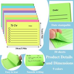 50 Sheets Fluorescent Colour Sticky Notes Colourful Sticky Notes Notepad Planner To-do Lists Stationery School Office Supplies