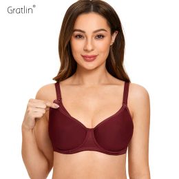 Dresses Gratlin Women's Full Cup Support Maternity Nursing Bra Padded Underwire Plus Size Underwear For Breastfeeding Maternal Support