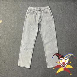 Men's Pants BROKEN PLANET Washed Jeans Men Women Embroidered Four Cornered Star Oversized Casual Denim
