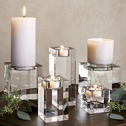 Candle Holders Pillar Crystal Holder Romantic Aesthetic Nordic Cosy Room Decor Minimalist Elegant Portavelas Home Decors Accessories