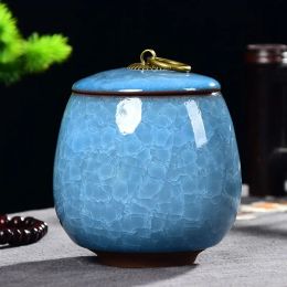 Creative Ice Crack Ceramic Tea Caddy Mini Portable Sealed Jar Candle Candle Holder Jar with Lid Jewellery Box Porcelain Home Decor