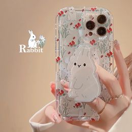 Phone Case For Huawei Honour X7 X8 X6 X9 X9A 70 90 Nova Y70 Y90 9 10 SE 11 Y9S Magic 5 Lite P40 Cute Rabbit Grip Holder Cover