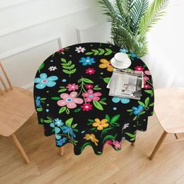 Table Cloth Colorful Ditsy Floral Round Tablecloth Cute Flower Print Outdoor Kawaii Decor Home Dining Design Cover