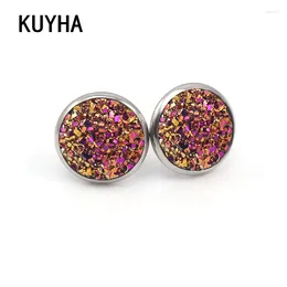 Stud Earrings Classic For Women Shiny Round Office Style Stainless Steel Bridal Bridesmaid Jewelry