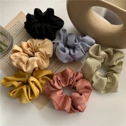Silk Satin Scrunchies Headband Large Elastic Rubber Hair Band Women Gilrs Ponytail Holder Solid Colour Hair Ties Accessories