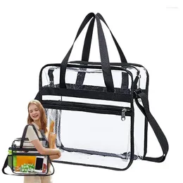 Storage Bags Transparent Tote Bag Clear PVC Shoulder Multi-Pocket Design Fashion For Work School Beach And