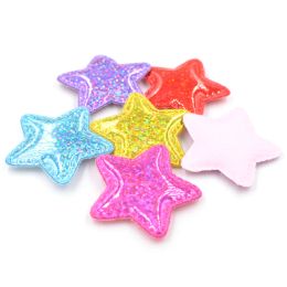 12Pcs Shinng Laser PU Fabric Padded Patches Glittering Star Appliques for Crafts Clothes Sewing Supplies DIY Hair Bow Decor