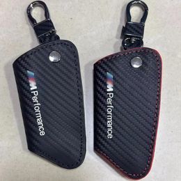 M Color Car Key Case FOB Shell Cover Carbon Fiber Leather Key Bag Fit For BMW 3/5/7 Series 525li 320li X1 X5 X6