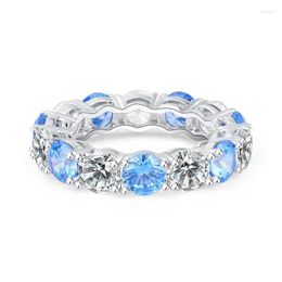 Cluster Rings 925 Sterling Sier M Band Width Alternating Two Tone Cubic Zirconia Stackable Cz Eternity Ring For Women Drop Delivery Je Otfts