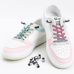 No Tie Shoelaces Gradient Elastic Laces Sneakers Colorful Shoe Laces Without Ties Buckle Glitter Shoelace Rubber Band For Shoes