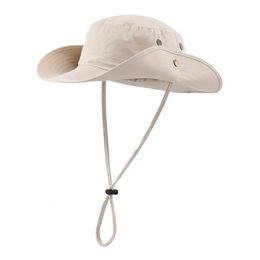 Connectyle Mens Women Boonie Sun Hat Wide Brim Adjustable Breathable Cotton Safari with Strap UV Protection Outdoor Caps240409