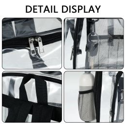 3Pcs Clear Backpack Set with Compartment Heavy Duty Stadium See Through Bookbags Waterproof PVC Transparent Large School Bag