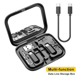 USB C To Tpye C Cable 8 in 1 PD 60W Fast Charging Data Cable Adapter Travel Multi Functional Cord With Holder Storage Box Mirror