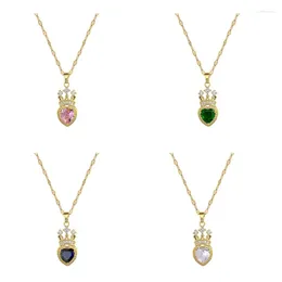 Pendant Necklaces Stylish Zircon Love Necklace Colorful Heart Clavicle Chain Decoration Fashionable Choker Jewelry For Daily Wear 264E