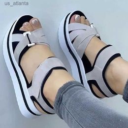 Sandals Womens shoes open toe summer casual outdoor womens wedge-shaped comfortable buckle Sandalias Zapatos De Mujer H240409