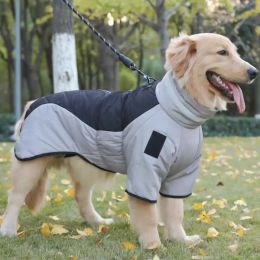 Dog Jacket Reflective High Collar Warm Large Dog Coats Waterproof Thicken Autumn Winter Pet Clothes for Medium Dog