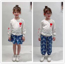 fall kids princess skirt clothing sets sweet 2021 girls Love heart embroidered outfits children long sleeve sweatershirt printed6709720